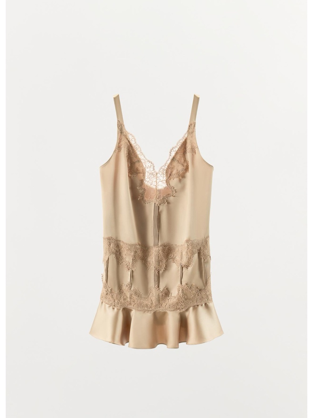 Satin effect lace ruffled mini Dress